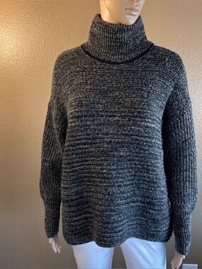 Simply Vera Vera Wang Womens Turtleneck Sweater Gray Chunky Knit Size Large Cozy